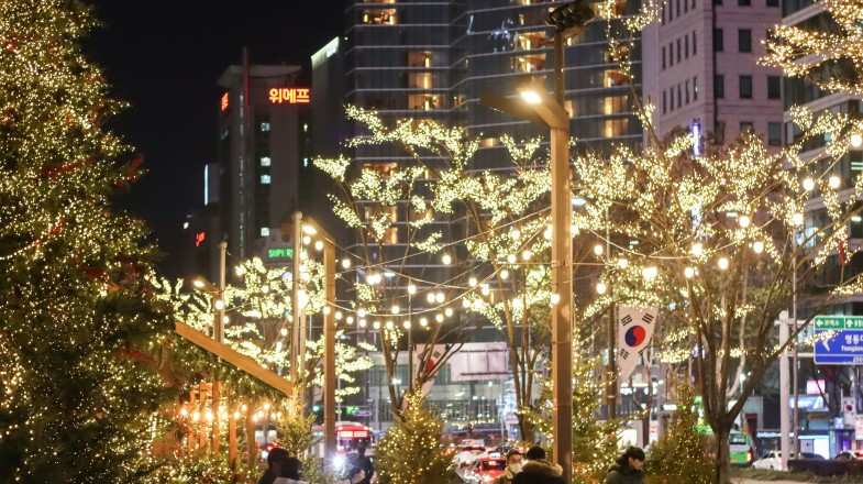 Night view during Christmas in South Korea in December.