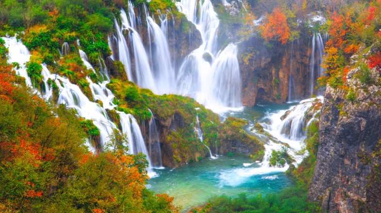 Visit Plitvice National Park during autumn in Croatia in November.