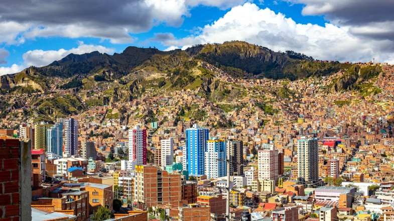 La Paz city town in Bolivia in June.