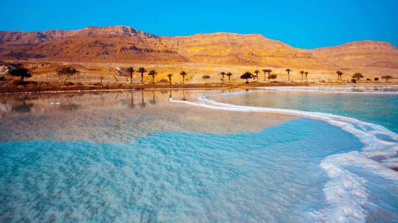 The Dead Sea is a salt lake in Jordan bordered to the east of Israel.