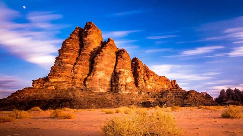 Seven Pillars of Wisdom in Wadi Rum, Jordan in March