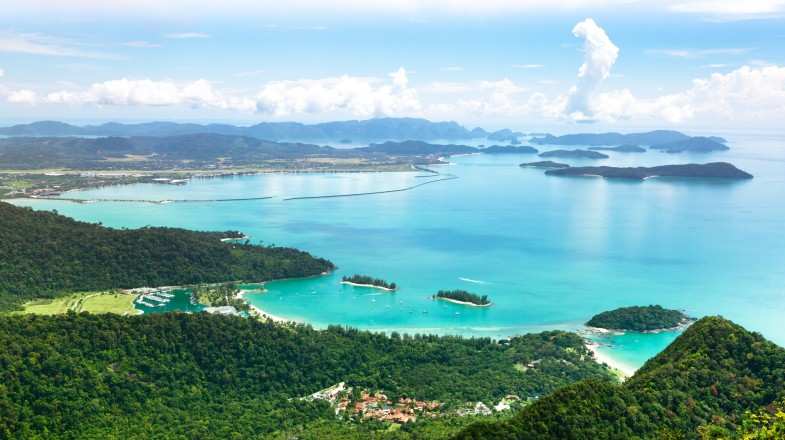 Langkawi island as seen from the observation deck in Malaysia in December.