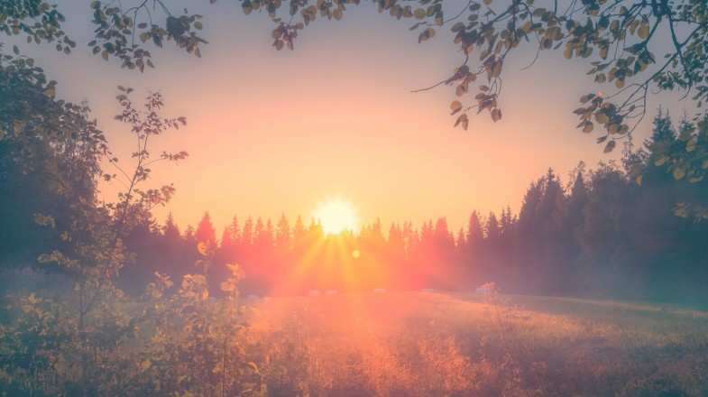 Midnight sun captured during summer in Finland.
