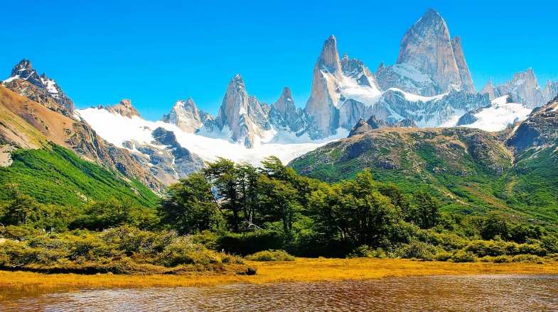 Beautiful natural landscape in Los Glaciares National Park in Patagonia in January.