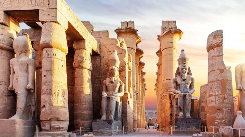 Luxor temple which is one of the best places to visit in Egypt during dusk.