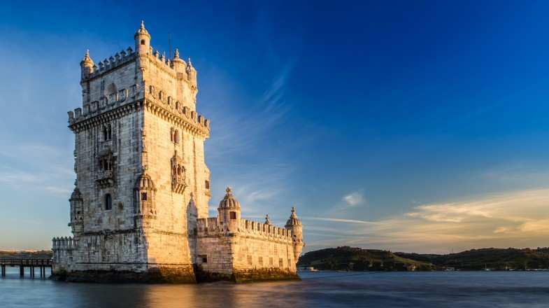 Tower of Belem at Lisbon in Portugal in January.