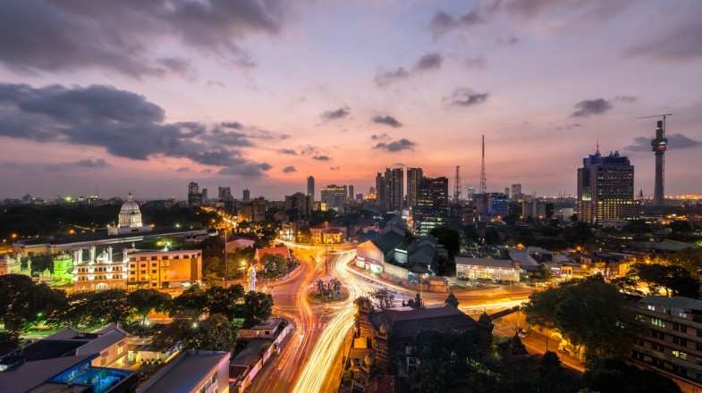 Colombo city at sunset, Sri Lanka in November