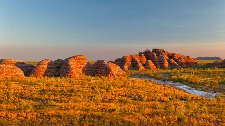 The Bungle Bungle Range of Purnululu National Park is a great place to admire the sunset in the Australian outback.