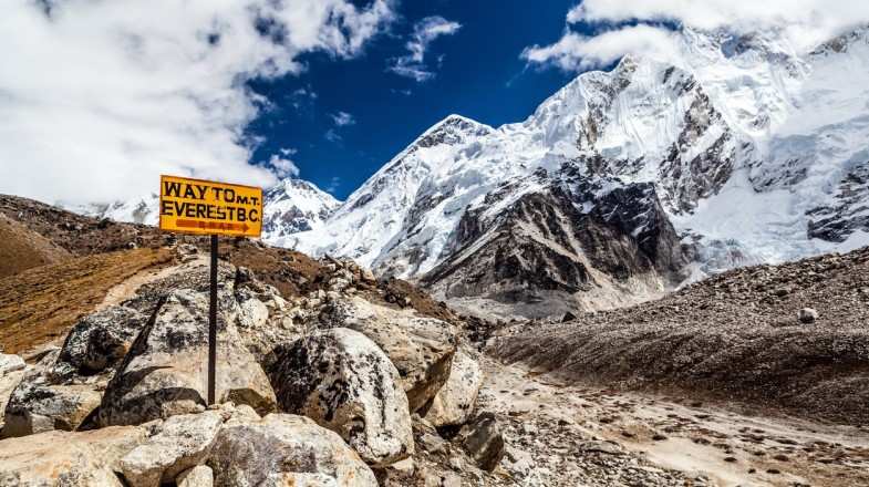 The rocky landscape can tell you how hard it is to get to Everest Base Camp.