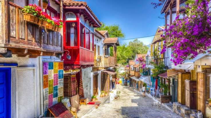 Look at the Ottoman-style houses in Antalya in Turkey in March.