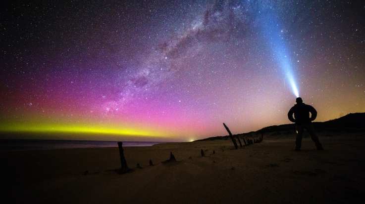Aurora australis over the south coast of Australia