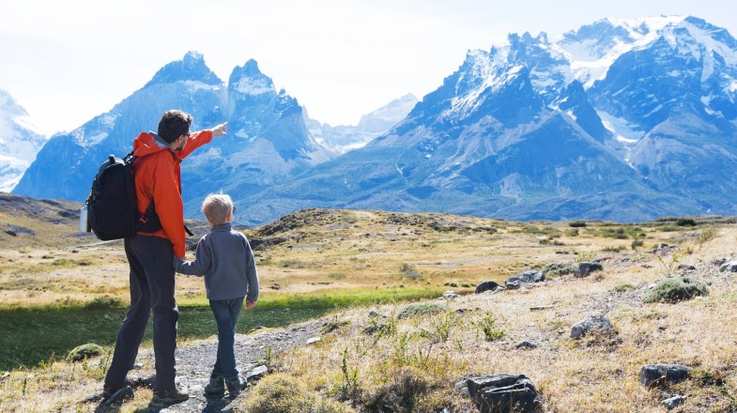 Family hiking in Patagonia