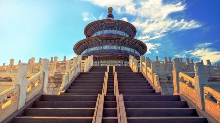 Visit the stairs leading to the Temple of Heaven, Beijing during your 10 days in China.