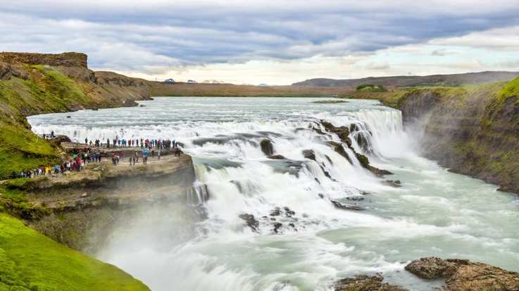 Golden Circle Tour allows a trip to the Gullfoss waterfall