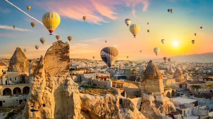 A hot air balloon ride is a popular thing to do in Turkey.