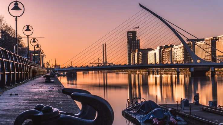 Samuel Beckett Bridge Dublin, Ireland at sunrise