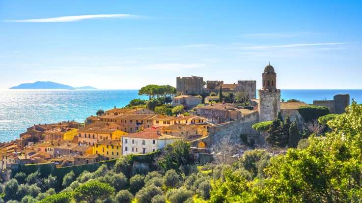 View of Castiglione della Pescaia, an old town in Tuscany in Italy in May.