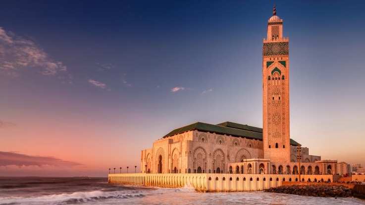 Travel to Casablanca Mosque in Morocco which is a major tourist attraction during your trip of 2 weeks in Morocco.