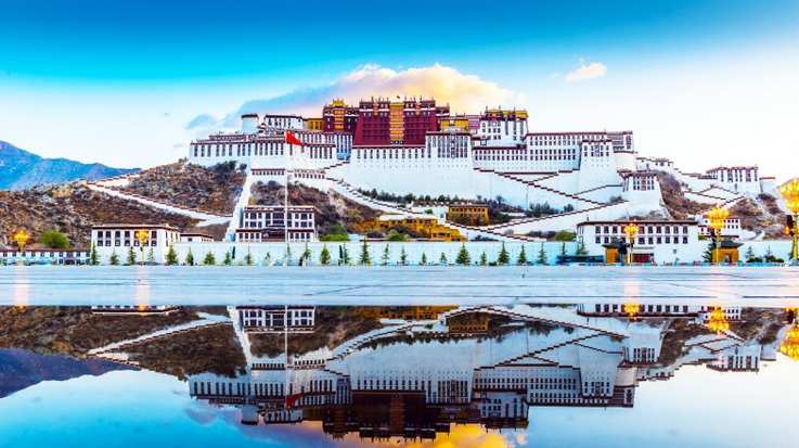 Potala Palace as seen from across the Potala Palace square on a traveler's Tibet visit