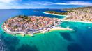 Get this aerial view of Primosten on a sunny day during 10 days in Croatia.