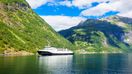 Ship perched on Geiranger Ford, one of the best places to visit in Norway.