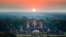 The view of a beautiful sunrise at Angkor Wat