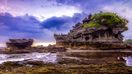 The Pura Tanah Lot temple in Bali is only accessible during low tide.