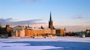 The city of Stockholm, covered in snow in Sweden in February.