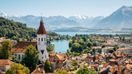 Thun city space with Alps mountain and lake in Switzerland
