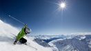 Woman skiing in Switzerland.