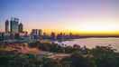 skyline of Perth at dawn in western Australia, Australia