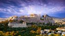 View of Parthenon Temple on Acropolis Hill in Athens, Greece in November