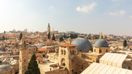 The view of the Church of the Holy Sepulchre and Omar's mosque in Jerusalem in Israel in August.