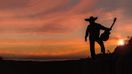 Silhouette of a Mexican musician with a guitar