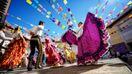 Folklore dancers dancing in Mexico in October.