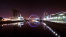 The reflection of Glasgow's Arc bridge in Scotland in June