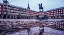 Plaza Mayor of Madrid after the storm in Spain in November