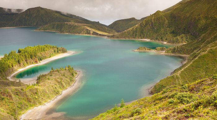 Caldera Lago di Fogo - lake on Sao Miguel Island Azores Portugal