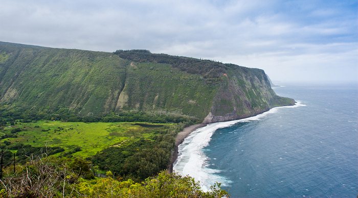 Beautiful coast line of Pacific ocean Waipio valley Hawaii
