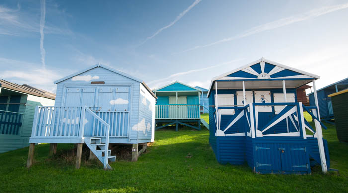 Beach huts in Whitstaple in England