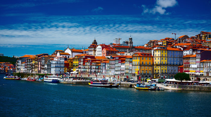 Sunny day at the city of Porto, Portugal