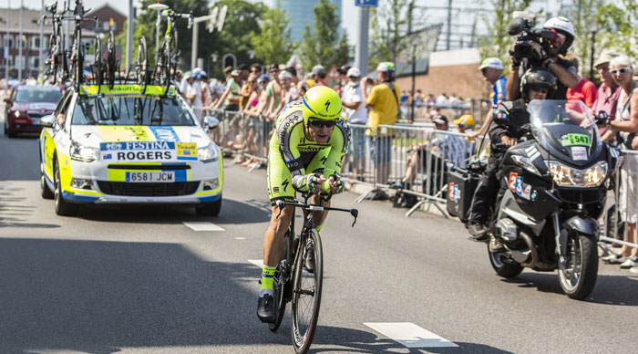 Michael Rogers riding in Le Tour de France in Utrecht,Netherlands
