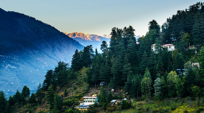 Sunrise in Kulu valley with Himalayas range in background