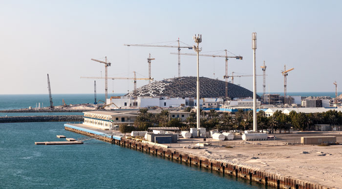 A view of Louvre Abu Dhabi construction site