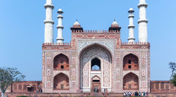 Picture Of Akbar's Tomb. And Its Four Minarets