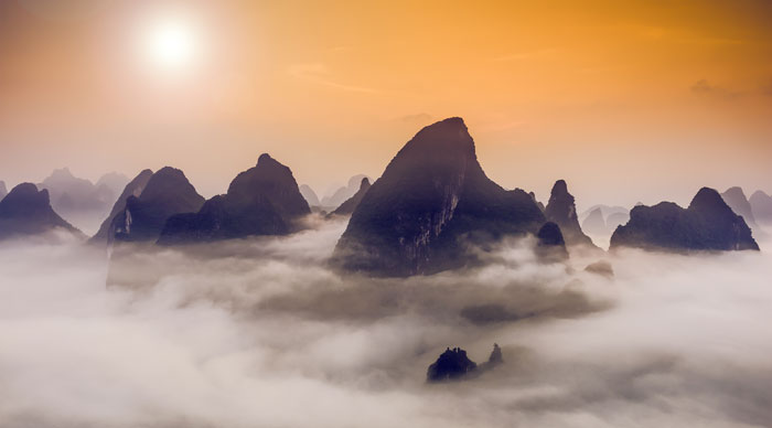 Karst Mountains of Xingping, China.