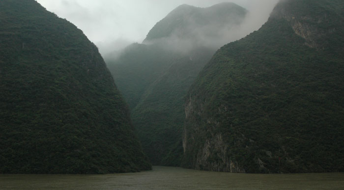 Yangtze river gorges and hillsides extending to water's edge