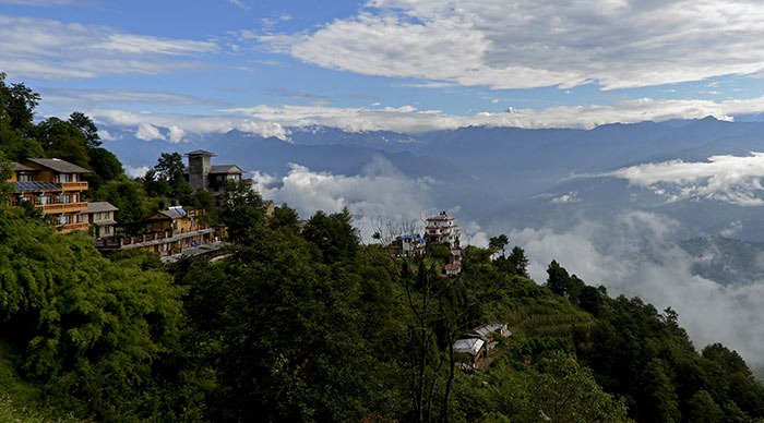 A view of Nagarkot, a village located 32 km east of Kathmandu