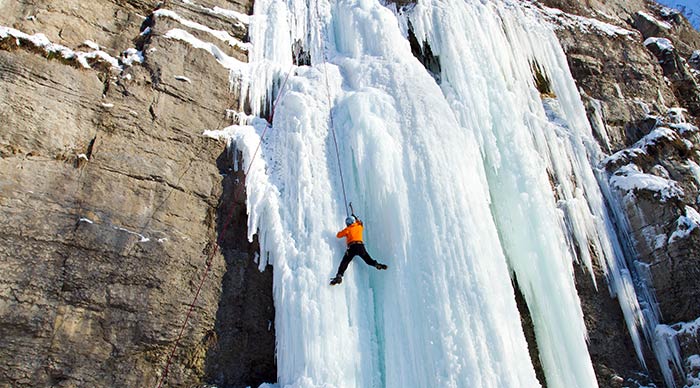 An ice-climber in Switzerland