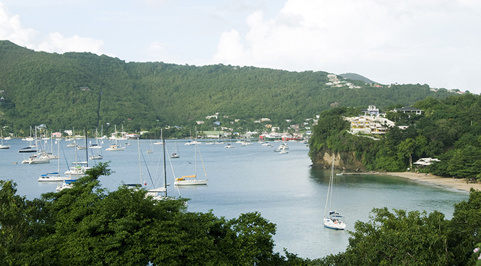 Port Elizabeth harbor with yachts in St. Vincent and the Grenadines in Caribbean Sea